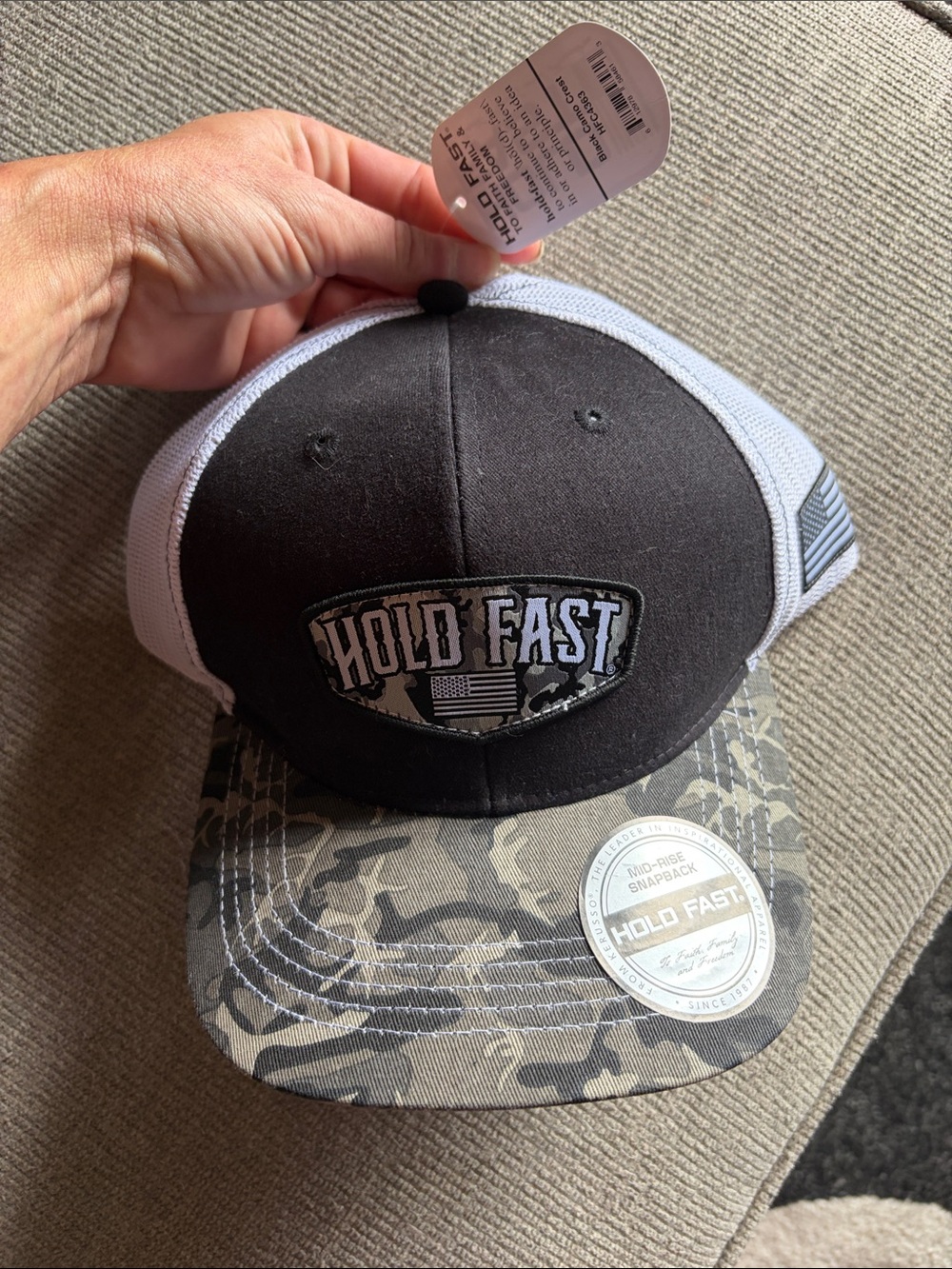 Hold Fast Men's Black & Camo Trucker Cap